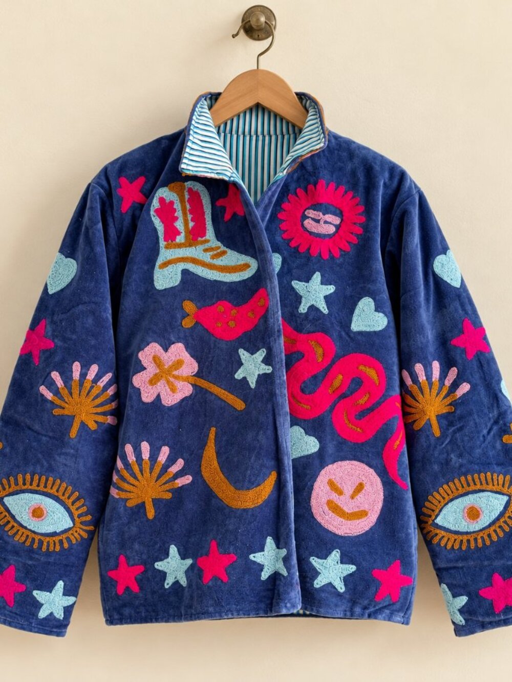 Suzani embroidery Floral Jackets Velvet Boho wedding kantha Jacket Women Inner